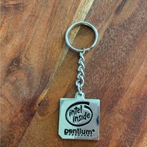 Vintage Intel Inside Pentium Processor Key Chain With Chip Inside NIP 90s Tech